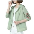 thumbnail image 1 of Olyvenn Women's Embroidery Floral Jackets Thin Coat Waterproof Windbreaker Female Hooded Casual Jacket Outerwear Green XXL, 1 of 9
