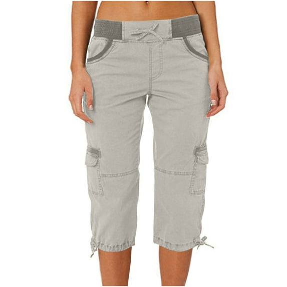 Olyvenn Women's Fashion Casual High Waist Cargo Pants A-Line Loose Wide Leg Pocket Quick Drying Pants Workout Loose Full Length Pants for Women Trendy 2023 White 10