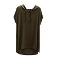 thumbnail image 1 of Olyvenn Women's Fashion Hooded T Shirts Casual Loose Summer Tops Cap Sleeve High Low Tees Lightweight Breathable Lounge Tops Coffee XXL, 1 of 6