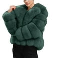 thumbnail image 1 of Olyvenn Women's Faux Fur Coat Winter Long Sleeve Cropped Jacket Open Front Fuzzy Fluffy Furry Cardigan Short Coat Outwear Army Green L, 1 of 5