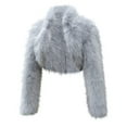 thumbnail image 1 of Olyvenn Women's Faux Fur Cropped Coat Warm Long Sleeve Open Front Winter Cardigan Jacket Casual Fluffy Shaggy Short Coats Gray L, 1 of 3