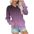 thumbnail image 1 of Olyvenn Women's Gradient Color Sweatshirts Long Sleeve Crew Neck Fleece Pullovers Casual Loose Fall Tunic Tops with Pocket Purple L, 1 of 5
