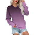 thumbnail image 1 of Olyvenn Women's Gradient Color Sweatshirts Long Sleeve Crew Neck Fleece Pullovers Casual Loose Fall Tunic Tops with Pocket Purple M, 1 of 5