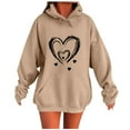 thumbnail image 1 of Olyvenn Women's Graphic Hoodies Heart Print Drawstring Long Sleeve Pocket Sweatshirt Fall Fashion Pullover Tops Khaki XL, 1 of 4