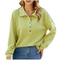 thumbnail image 1 of Olyvenn Women's Half Button Golf Shirts Long Sleeve Loose Pullover Tunic Tops Trendy Casual Fall 2025 Lapel Tee Shirts Green XXXL, 1 of 4