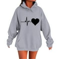 thumbnail image 1 of Olyvenn Women's Heart Graphic Oversized Hoodies Drawstring Long Sleeve Sweatshirts with Pocket Trendy Casual Pullover Tops Gray XL, 1 of 4