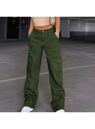 N /C Women's Six Pockets Cargo Pants Casual Outdoor Solid Color