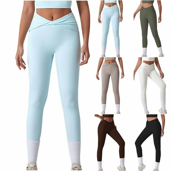 Olyvenn Women's Leggings High Waisted Workout Yoga Pants Tummy Control Butt Lifting Tights Trouser Full Length Soft Leggings Army Green 12-14