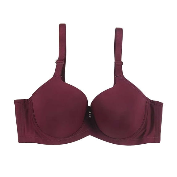 Olyvenn Women's Lightly Padded Seamless Full Coverage Underwire Bras Plus Size Minimizer Push Up Brassiere Bras for Women Red 80D/36