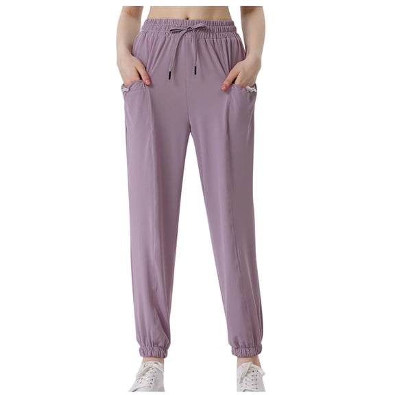 Olyvenn Women's Lightweight Joggers Quick Dry Hiking Running Pants Athletic Workout Track Casual with Zipper Pockets Purple XL