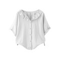 thumbnail image 1 of Olyvenn Women's Lightweight Loose Babydoll Tops Collar Button Down Linen Shirts Top Blouse Short Sleeve Summer Loose Shirts White XL, 1 of 6