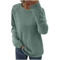 thumbnail image 1 of Olyvenn Women's Long Sleeve Spring Tops Casual Crewneck Knit Blouses Lightweight Loose Textured Shirts Trendy 2025 Green 4, 1 of 7