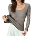 thumbnail image 1 of Olyvenn Women's Long Sleeve Thermal Shirts Fleece Lined Tops Winter Warm Base Layer Cold Weather Underwear Fleece Shirt Coffee L, 1 of 4