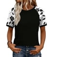 thumbnail image 1 of Olyvenn Women's Loose Fit Raglan Short Sleeve Rayon T-Shirt Casual Summer Tunic Tops Trendy Spring Blouse Black M, 1 of 8
