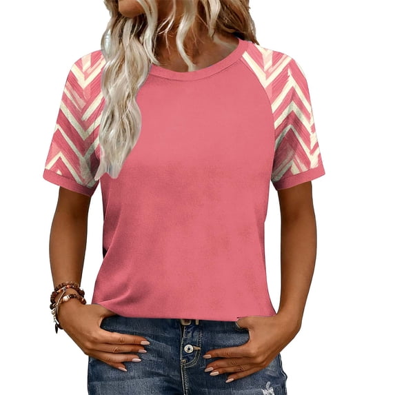 Olyvenn Women's Loose Fit Raglan Short Sleeve Rayon T-Shirt Casual Summer Tunic Tops Trendy Spring Blouse Hot Pink XL