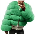 thumbnail image 1 of Olyvenn Women's Luxury Fluffy Faux Fur Winter Coats, Open Front Shaggy Furry Outerwear Long Sleeve Fuzzy Warm Overcoat Jackets Green S, 1 of 5