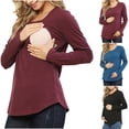 thumbnail image 1 of Olyvenn Women's Maternity Shirt Plus Size Long Sleeve Round Neck Pregnancy Clothes 2025 Casual Comfy Loose Basic Tunic Tops Black 10, 1 of 7
