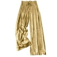 thumbnail image 1 of Olyvenn Women's Metallic High Elastic Waist Straight Leg Pants Drawstring Casual Party Nightout Clubwear Long Pants Gold 4-6, 1 of 1