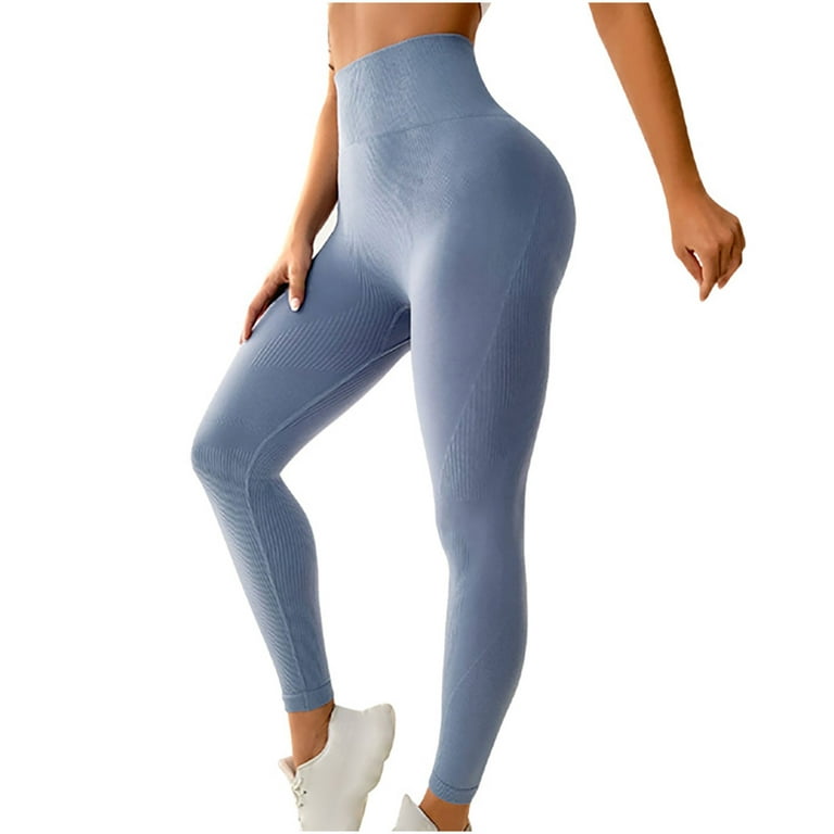 Olyvenn Women's New Thread Seamless Tight High Waist Sports Yoga Pants  Workout Athletic Sports Loose Yoga Full Length Pants for Women Trendy 2023  Blue