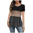 thumbnail image 1 of Olyvenn Women’s Nursing Top Long Sleeve Scoop Neck Color Block Maternity Blouse Patchwork Nursing Shirt Breastfeeding Shirts Khaki 6, 1 of 5