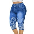 thumbnail image 1 of Olyvenn Women's Oversized Trendy Temperament Printed Sports Active Leggings Paired With Hip Lifting Yoga Capris Comfy Holiday Female Dressy Fashion Light Blue 18, 1 of 4