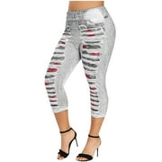 Olyvenn Women's Oversized Sexy Temperament Printed Sports Active Leggings Paired With Hip Lifting Yoga Capris Young Adult Love 2023 Female Fashion Gray 8