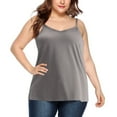 thumbnail image 1 of Olyvenn Women's Plus Size Camisole Tops Adjustable Spaghetti Strap Built in Bra Cami Tank Tops Relaxed Fit Cotton Undershirts Gray XXL, 1 of 6
