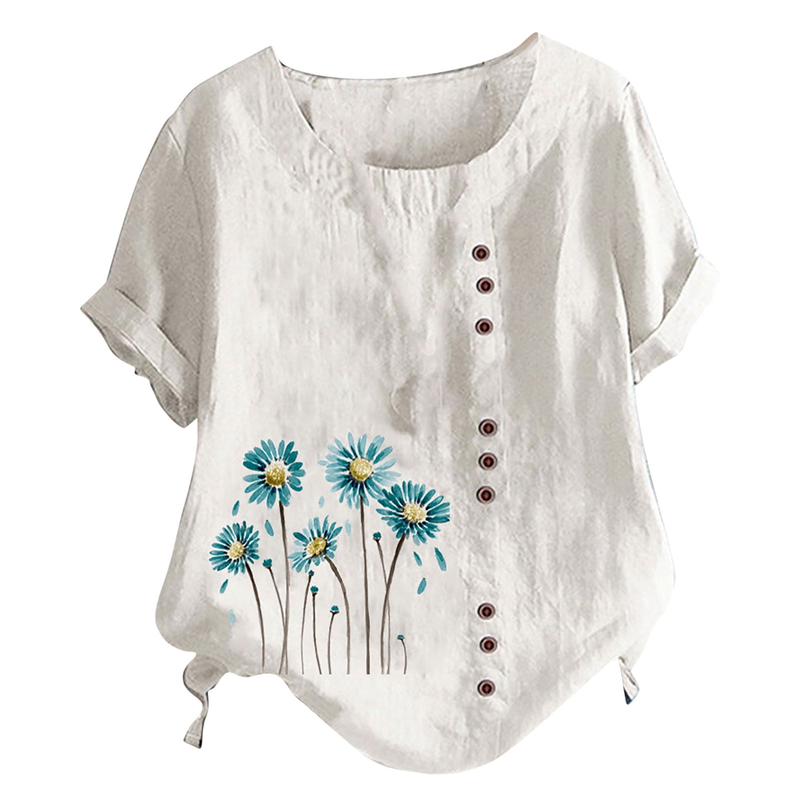 Eterna Tunic White Shirt Women Chiffon Flower Embroidery Blouse V Neck Office Ladies Tops Casual High Quality Puff Sleeve XL