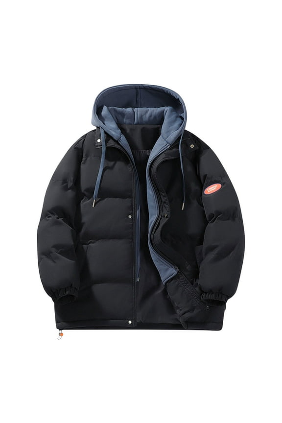 Olyvenn Women's Plus Size Winter Thickened Hooded Coat Windproof Warm Fleece Jacket with Pockets Zip Up Long Sleeve Down Coat Black XXXL