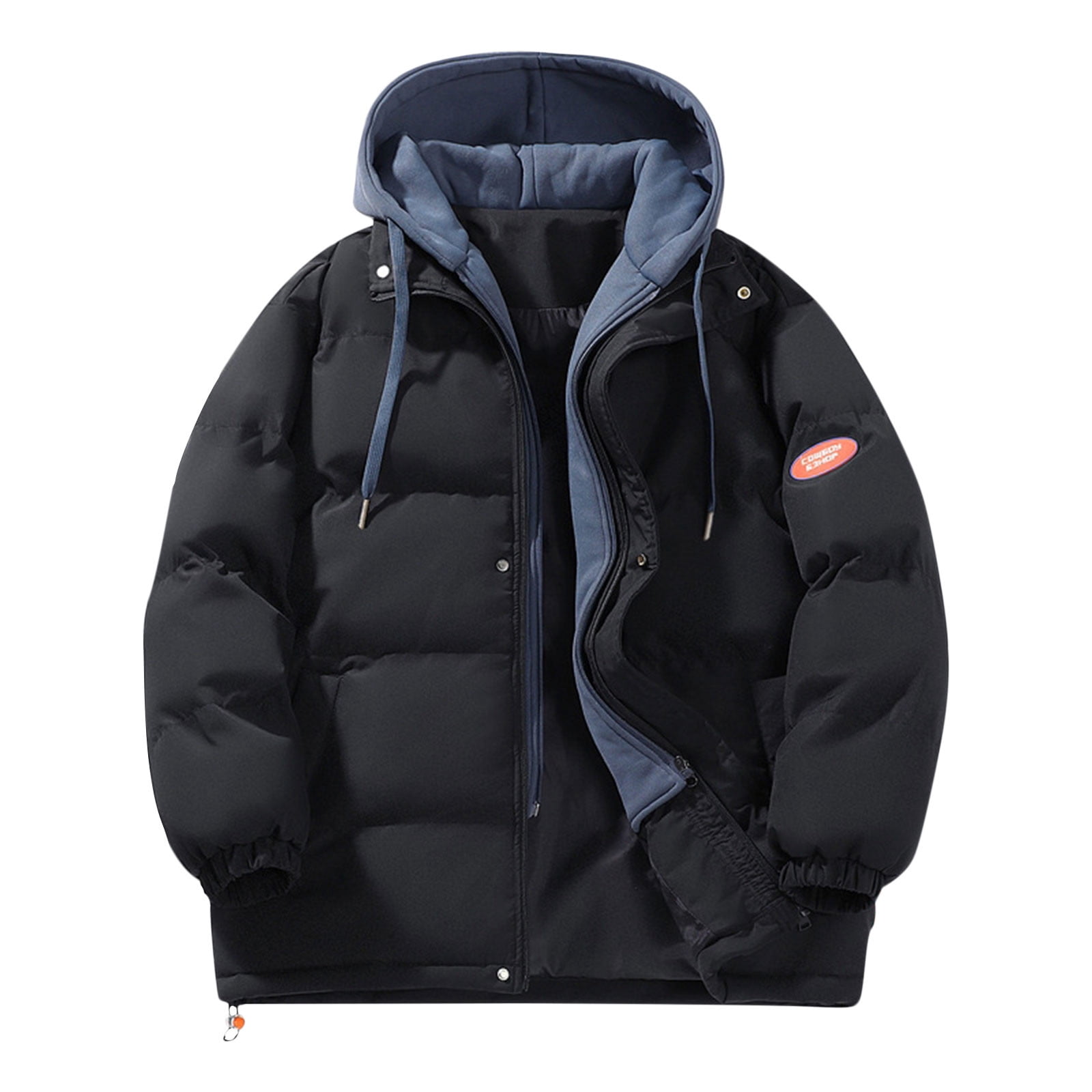 Olyvenn Women's Plus Size Winter Thickened Hooded Coat Windproof Warm Fleece Jacket with Pockets Zip Up Long Sleeve Down Coat Black XXXXL