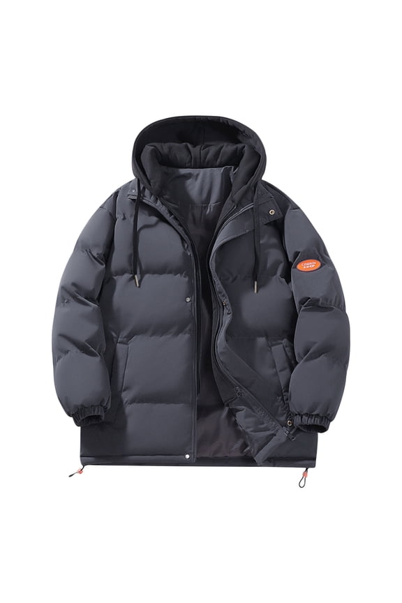 Women's Plus Size Winter Thickened Hooded Coat Windproof Warm Fleece Jacket with Pockets Zip Up Long Sleeve Down Coat Dark Gray XXXXL