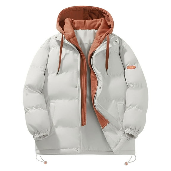 Olyvenn Women's Plus Size Winter Thickened Hooded Coat Windproof Warm Fleece Jacket with Pockets Zip Up Long Sleeve Down Coat Khaki XXXL