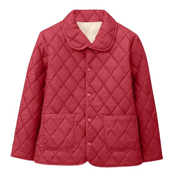 Olyvenn Women's Quilted Barn Jackets Fleece Lined Puffer Coats Casual Flight Jacket Lightweight Button Warm Winter Outerwear Red XXXXXL