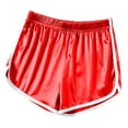 thumbnail image 1 of Olyvenn Women's Satin Dolphin Shorts Elastic Waist Contrast Trim Athletic Workout Yoga Shorts Red XXXL, 1 of 4