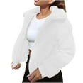 thumbnail image 1 of Olyvenn Women's Short Faux Fur Coat Casual Shaggy Jacket with Pockets Collared Warm Winter Zip-Up Fluffy Outwear White M, 1 of 6