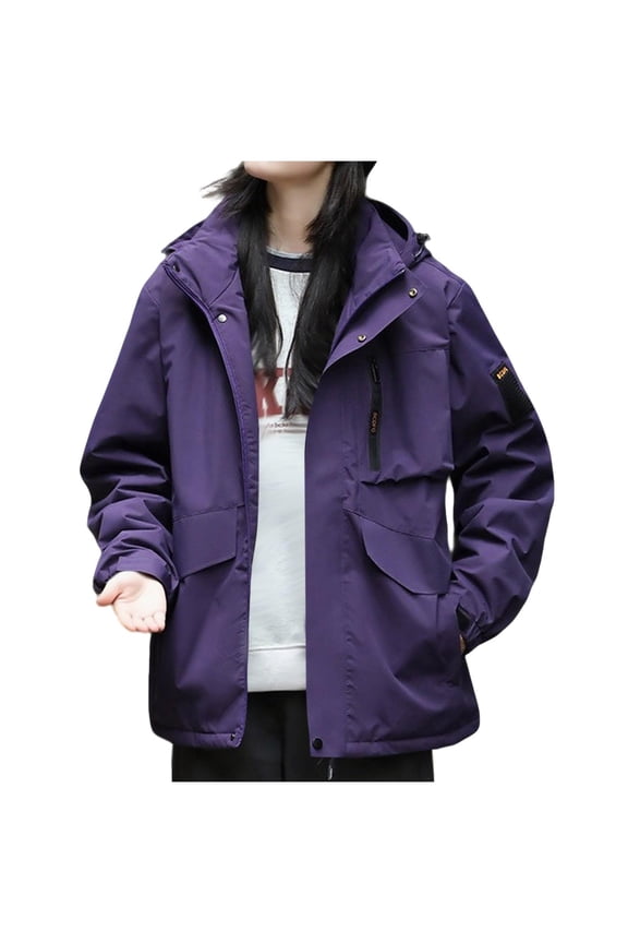 Women's Ski Snow Jacket Warm Winter Waterproof Coat Snowboard Rain Jacket Hooded Windproof Windbreaker with Pockets Purple XXXXXL