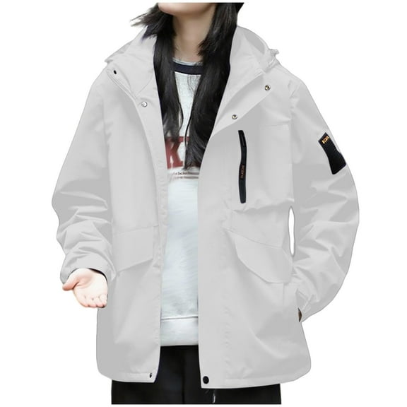 Olyvenn Women's Ski Snow Jacket Warm Winter Waterproof Coat Snowboard Rain Jacket Hooded Windproof Windbreaker with Pockets White XXL