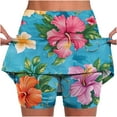 thumbnail image 1 of Olyvenn Women's Skort Tropical Floral Print Active Shorts with Pockets Drawstring Golf Tennis Skorts Summer Sports Skirts Running Workout Skorts Sky Blue 6, 1 of 4