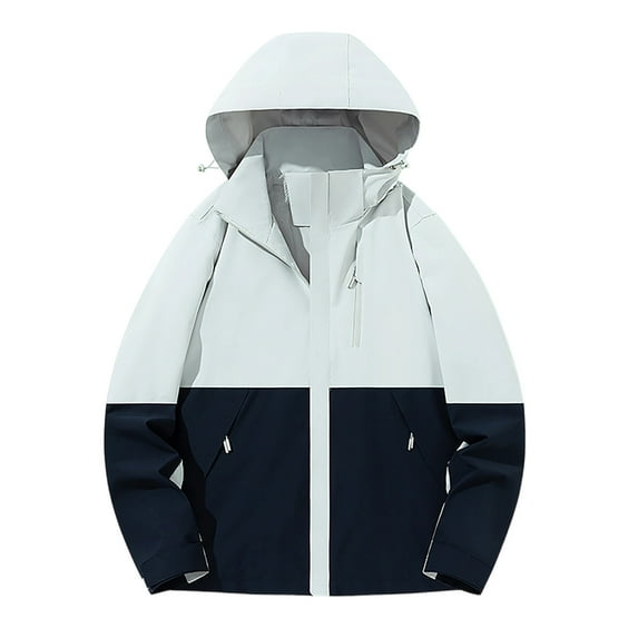 Olyvenn Women's Softshell Jacket, Patchwork Warm Jackets Lightweight Hooded Windproof Coat Outdoor Hiking Winter Outerwear Gray M
