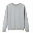 thumbnail image 1 of Olyvenn Women's Solid Color Crewneck Short Sweatshirt - Long Sleeve Pullover Soft Comfy Casual Daily Wear Lightweight Sweatshirt for Winter Fall Gray XXL, 1 of 3