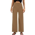 thumbnail image 1 of Olyvenn Women's Spring And Fashion Solid Color Casual Loose Breathable Stretch Casual Outdoor Wide Leg Pants Dressy Casual Cargo Pants Boho Yoga Leggings Summer 2023 Trendy Trousers Khaki 12, 1 of 6