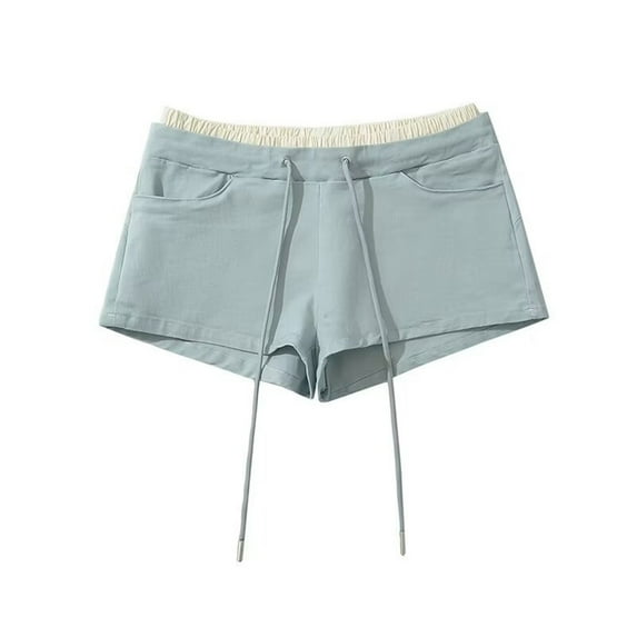 Olyvenn Women's Summer Beach Shorts Elastic High Waist Drawstring Solid Loose Fit Board Shorts Sports Running Shorts with Pockets Pink L