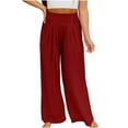 thumbnail image 1 of Olyvenn Women's Summer Casual Loose Baggy Pockets Versatile Loose Trousers Pants Fashion Playsuit Trousers Overalls Bib Overall Cotton And Linen Pants Red 6, 1 of 9