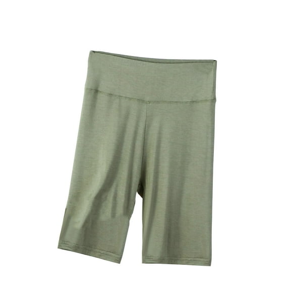 Olyvenn Women's Summer High Waist Biker Shorts Soft Stretch Yoga Shorts Plus Size Solid Color Workout Running Fitness Biker Shorts Biker Shorts Army Green XXXXL