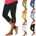 thumbnail image 1 of Olyvenn Women's Summer High Waist Full Length Long Pants ed Solid Color Capris Matching Slim Fitting Yoga Gym Pants Relaxed Vacation Streetwear Female Fashion White 10, 1 of 6