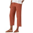 thumbnail image 1 of Olyvenn Women's Summer Linen Pants Casual Dressy High Waisted Capris with Pockets Lightweight Comfy Beach Vacation Work Pant Orange S, 1 of 6