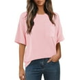 thumbnail image 1 of Olyvenn Women's Summer Short Sleeve Tops Oversized Crewneck Textured Blouse Summer Loose T-Shirts Casual Basic Tunic Tee Pink XXL, 1 of 6