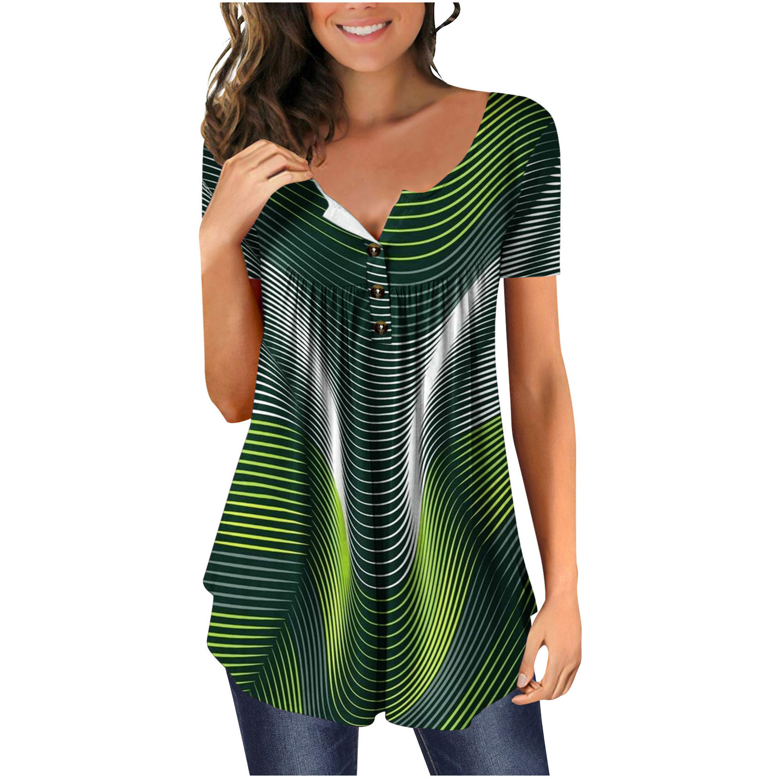 Olyvenn Women's Trendy Hide Belly Tunic T-Shirts Save Big Short