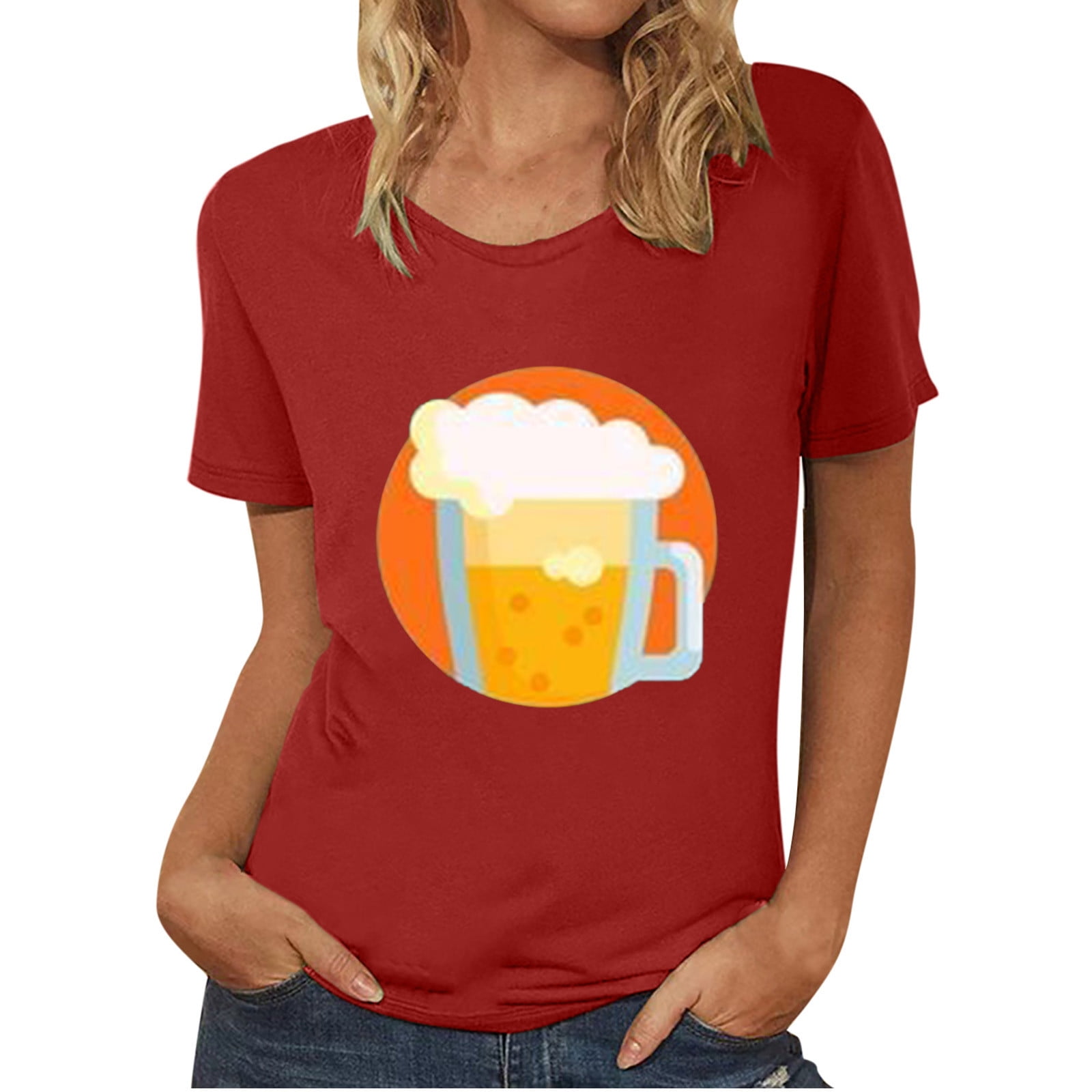 Olyvenn Women's Trendy Oktoberfest T-Shirts Rollbacks Beers