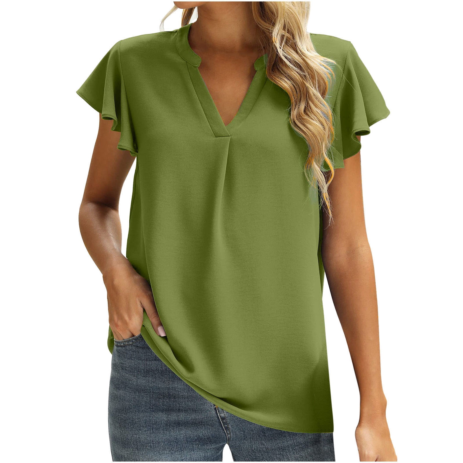 Bass Fishing Women's V Neck Long Sleeve Shirts Pullover Blouses Loose  T-Shirt Tee Tops